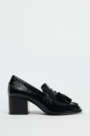 Zara FAUX PATENT TASSELED LOAFERS - Black - Image 0