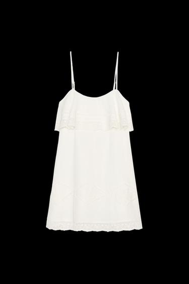 EMBROIDERED SHORT DRESS - Ecru by Zara - Image 0