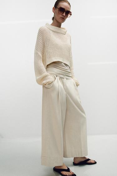 CROPPED HIGH-NECK JUMPER - Light ecru by Zara - Image 4