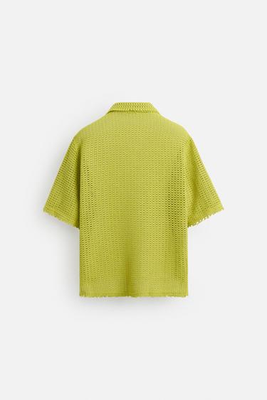 TEXTURED OPENWORK SHIRT - Lime by Zara - Image 6