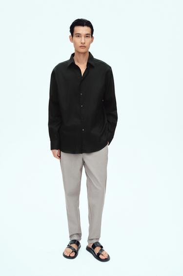 Zara EASY CARE 紋理襯衫 - 黑色