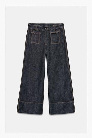 Z1975 CULOTTES DENIM TROUSERS - Black by Zara