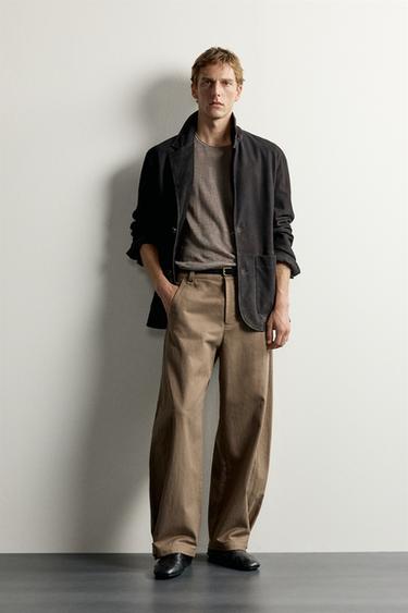 Zara BALLOON FIT PANTS WITH TABS - Mink - Image 0