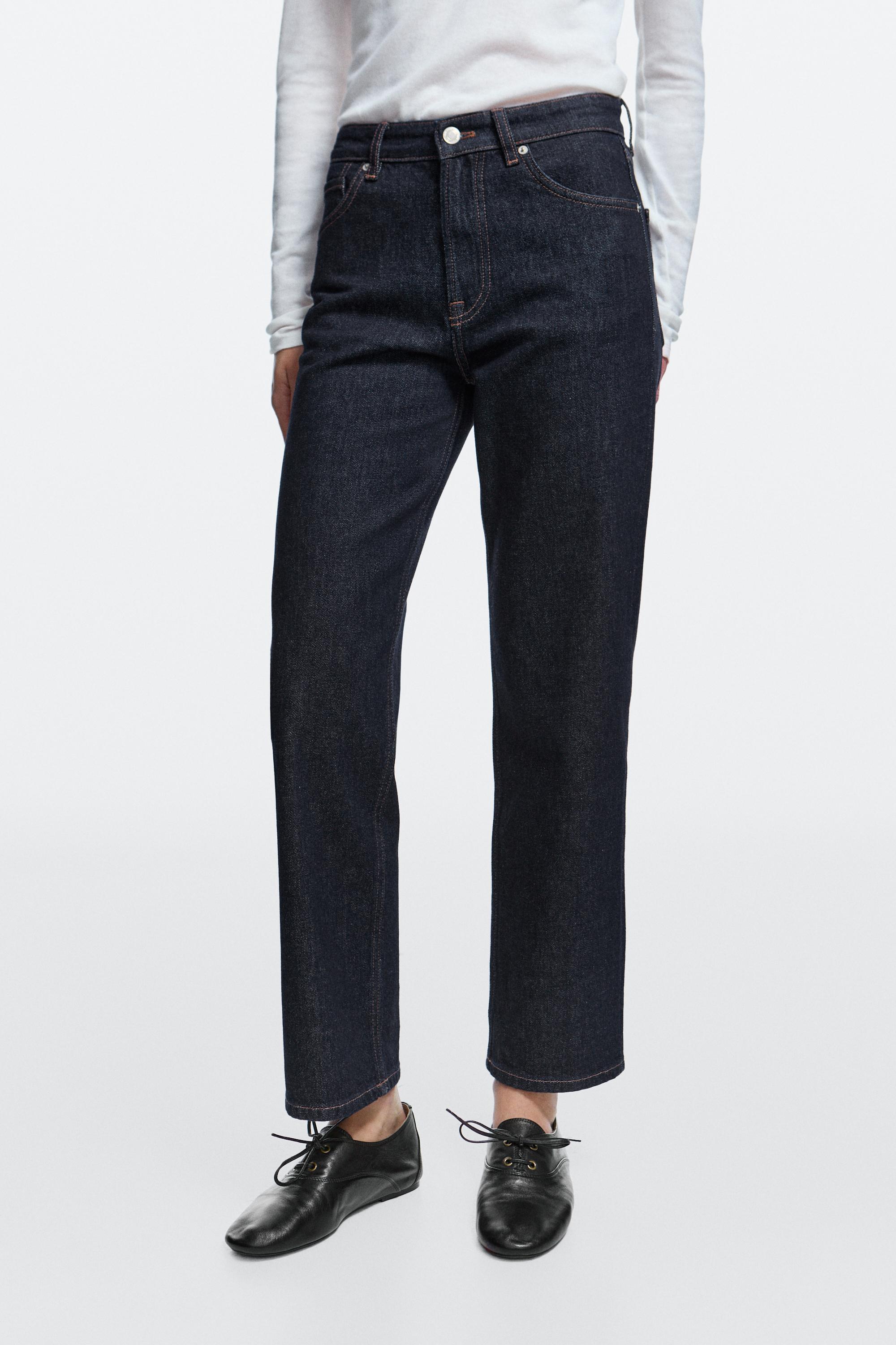 Jean straight cropped taille haute