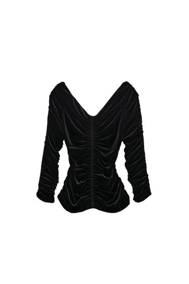 VELVET TOP WITH GATHERING