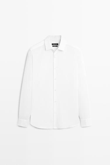 Textured 100% cotton shirt — White 1