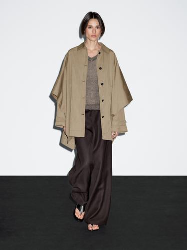 Zara Cape trench coat with long sleeves - Beige - Image 0