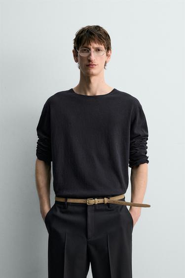 LIGHT COTTON - LINEN JUMPER LIMITED EDITION - Navy blue by Zara