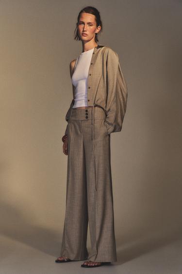 CALÇA BOTÕES - castanho da Zara
