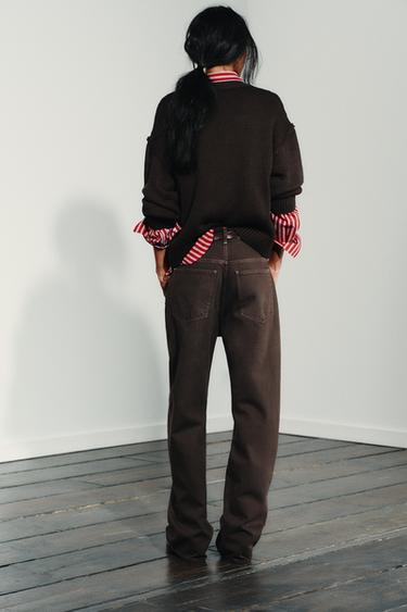 TRF STRAIGHT HIGH-WAIST JEANS - Brown by Zara - Image 5