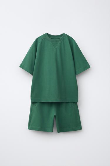 T-SHIRT AND BERMUDA SHORTS SET - Mid-green by Zara