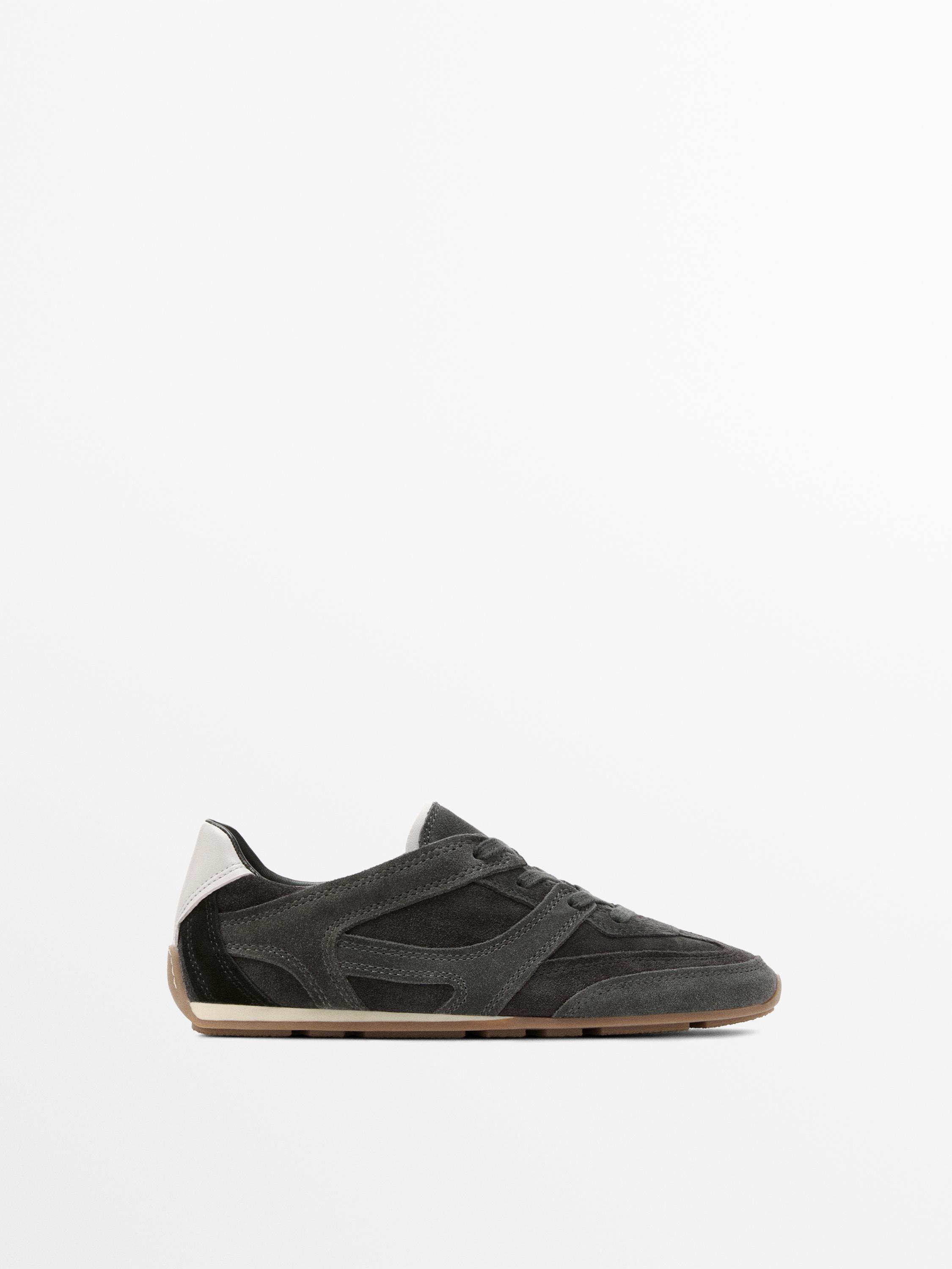 Tennis cuir contrastant