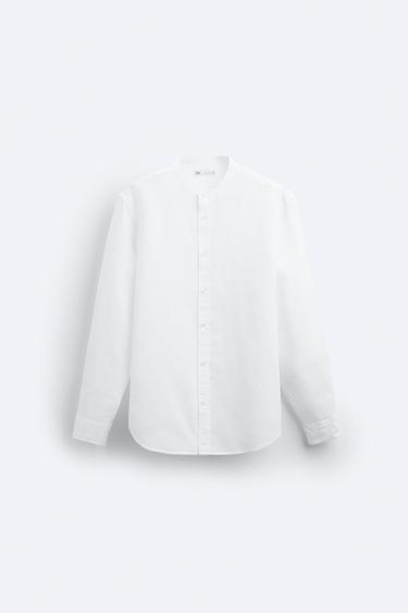 CAMISA LINO - ALGODÓN - Blanco de Zara