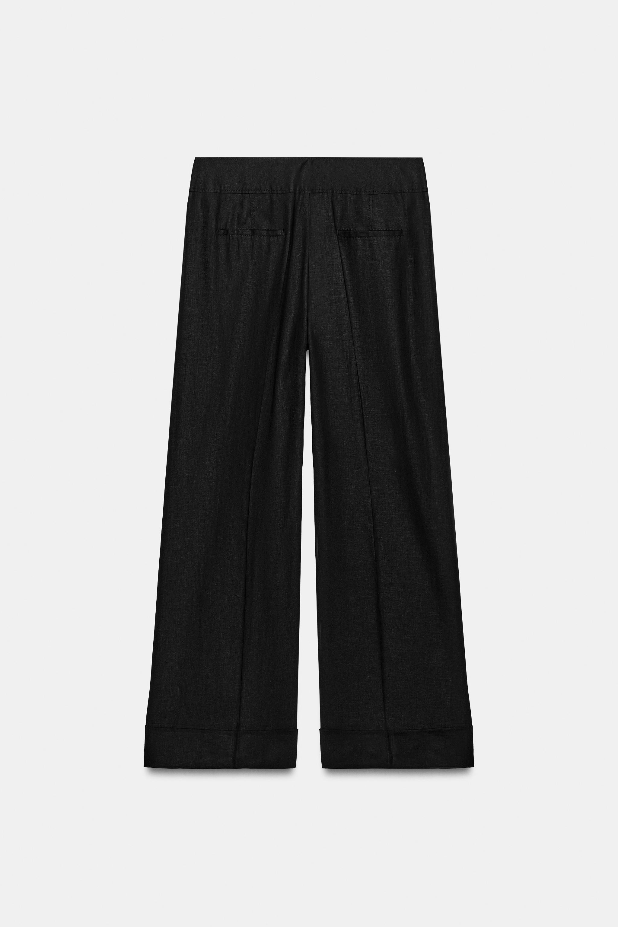 Женские брюки Zara CUFFED WIDE LEG PANTS — фото 4