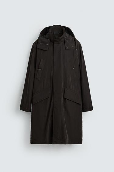 Zara TECHNICAL TRENCH COAT - Brown