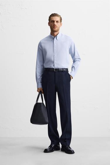 STRIPED TEXTURED SHIRT - Sky blue by Zara - Image 0