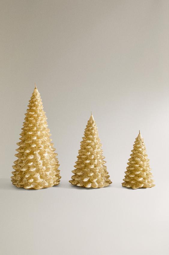 GLITTER CHRISTMAS FIR TREE CANDLE - Golden | ZARA United States