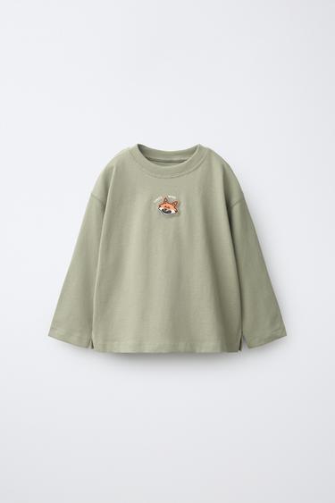 CAMISETA PARCHE ENGOMADO ZORRO - Khaki claro de Zara - Imagen 0