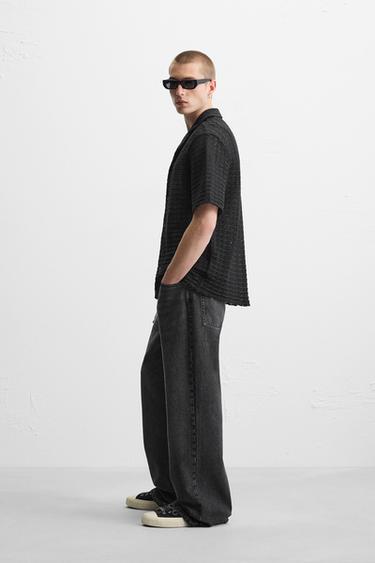 TEXTURED WEAVE KNIT SHIRT - Black by Zara - Image 3