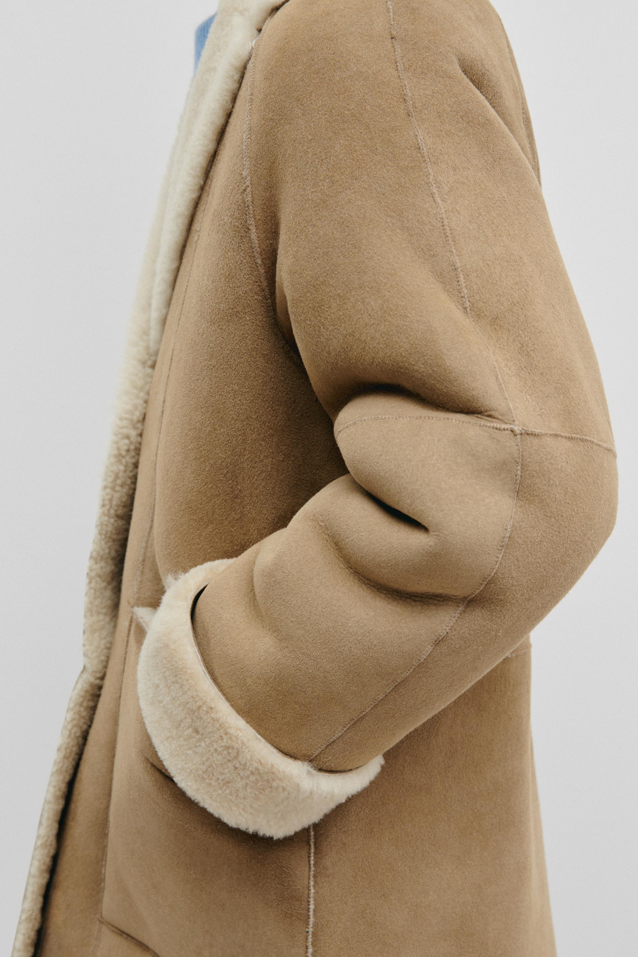 DOUBLE FACED LEATHER COAT LIMITED EDITION - Ecru / Beige | ZARA