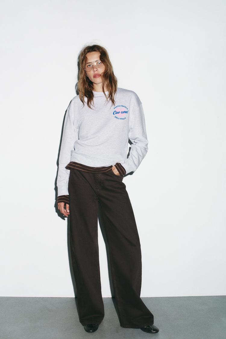 SLOGAN PRINT SWEATSHIRT Grey marl ZARA United Kingdom