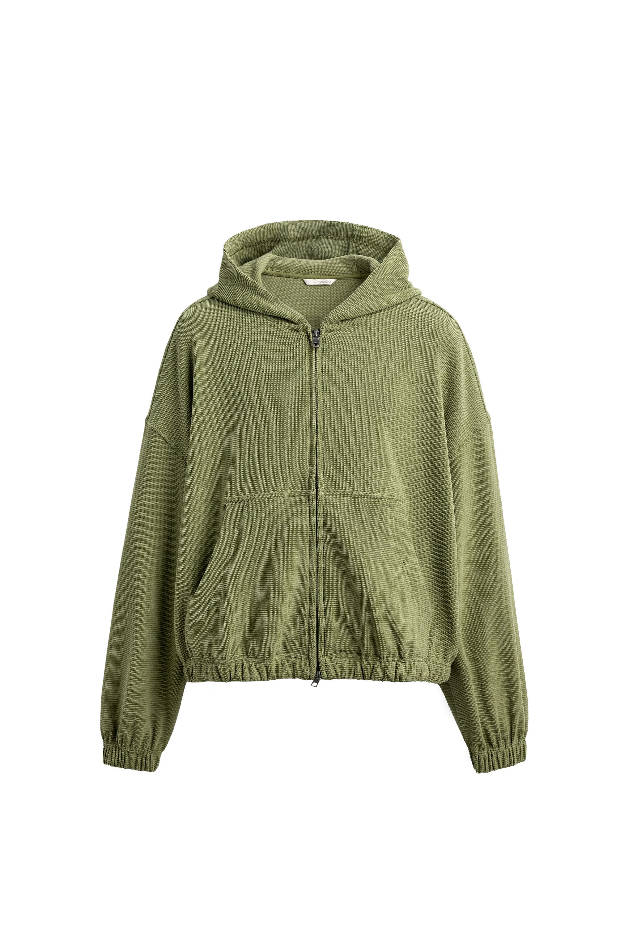 WASHED WAFFLE HOODIE JACKET - Pistachio | ZARA Canada