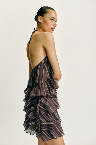 METALLIC THREAD STRIPED TOP - Brown by Zara - Image 4