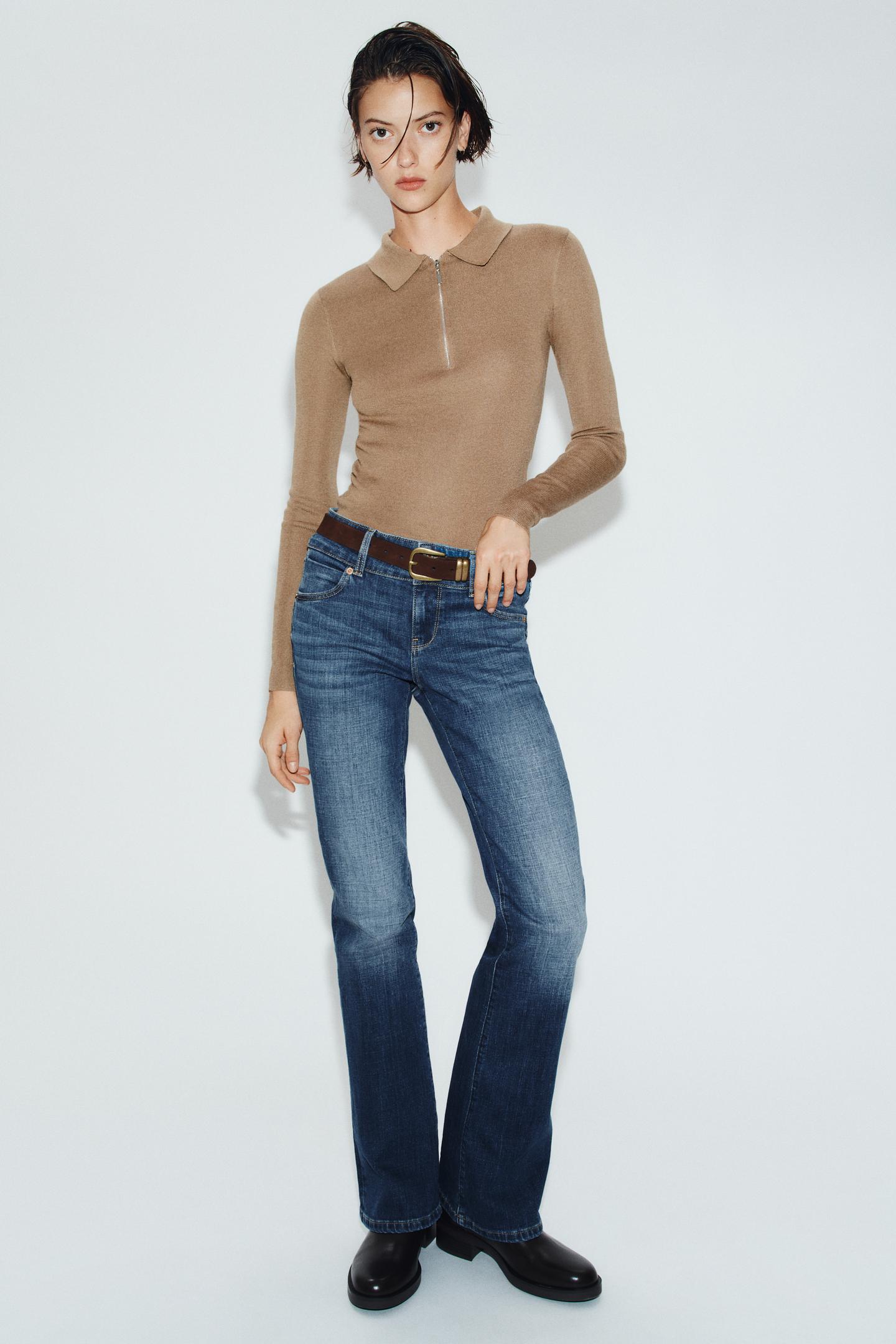 Женское поло Zara Zip-Up Knit Polo, цвет: Верблюжий — фото 1