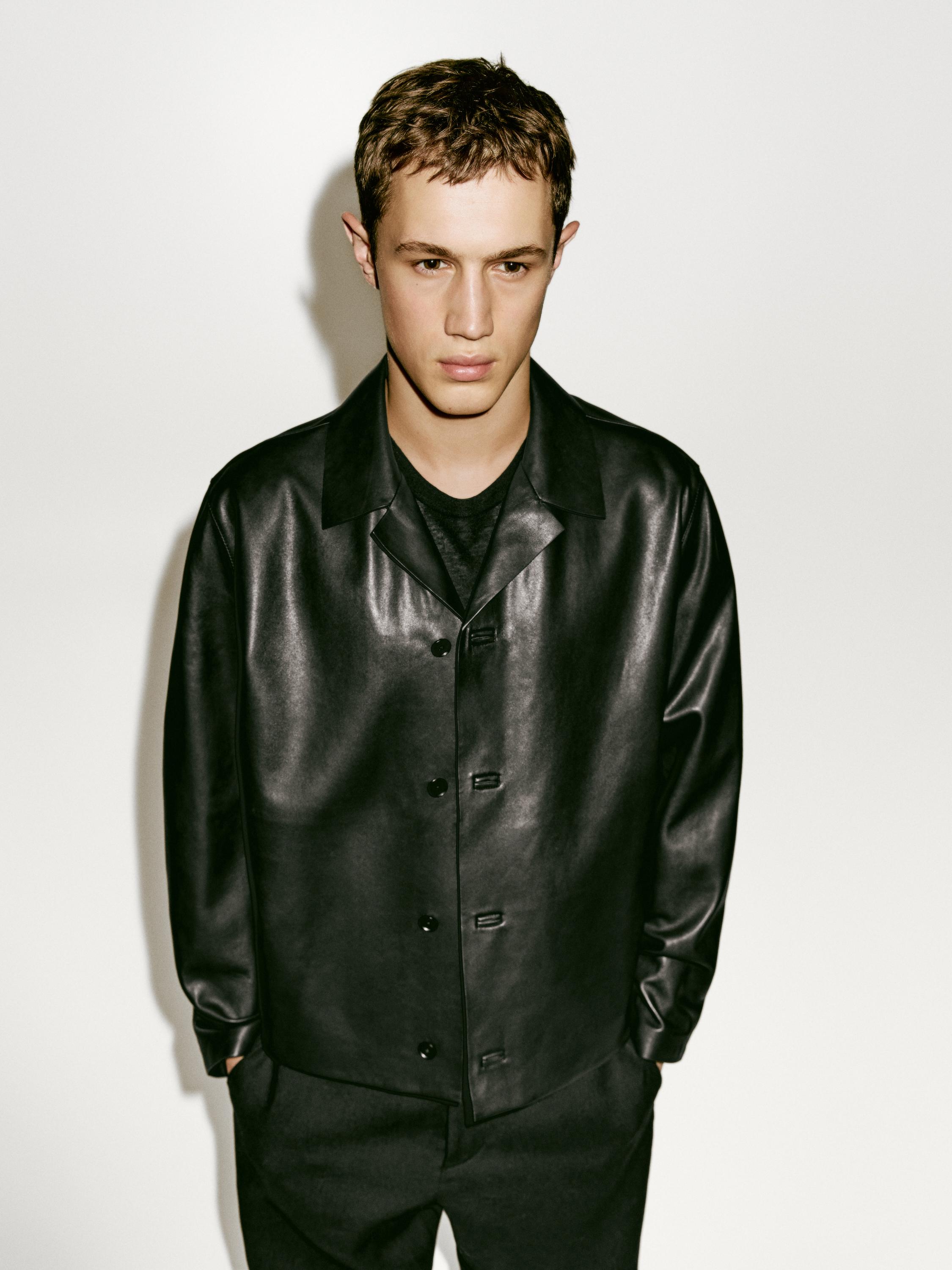 Spring Autumn Cool Short Oversized Black Pu Leather Jacket