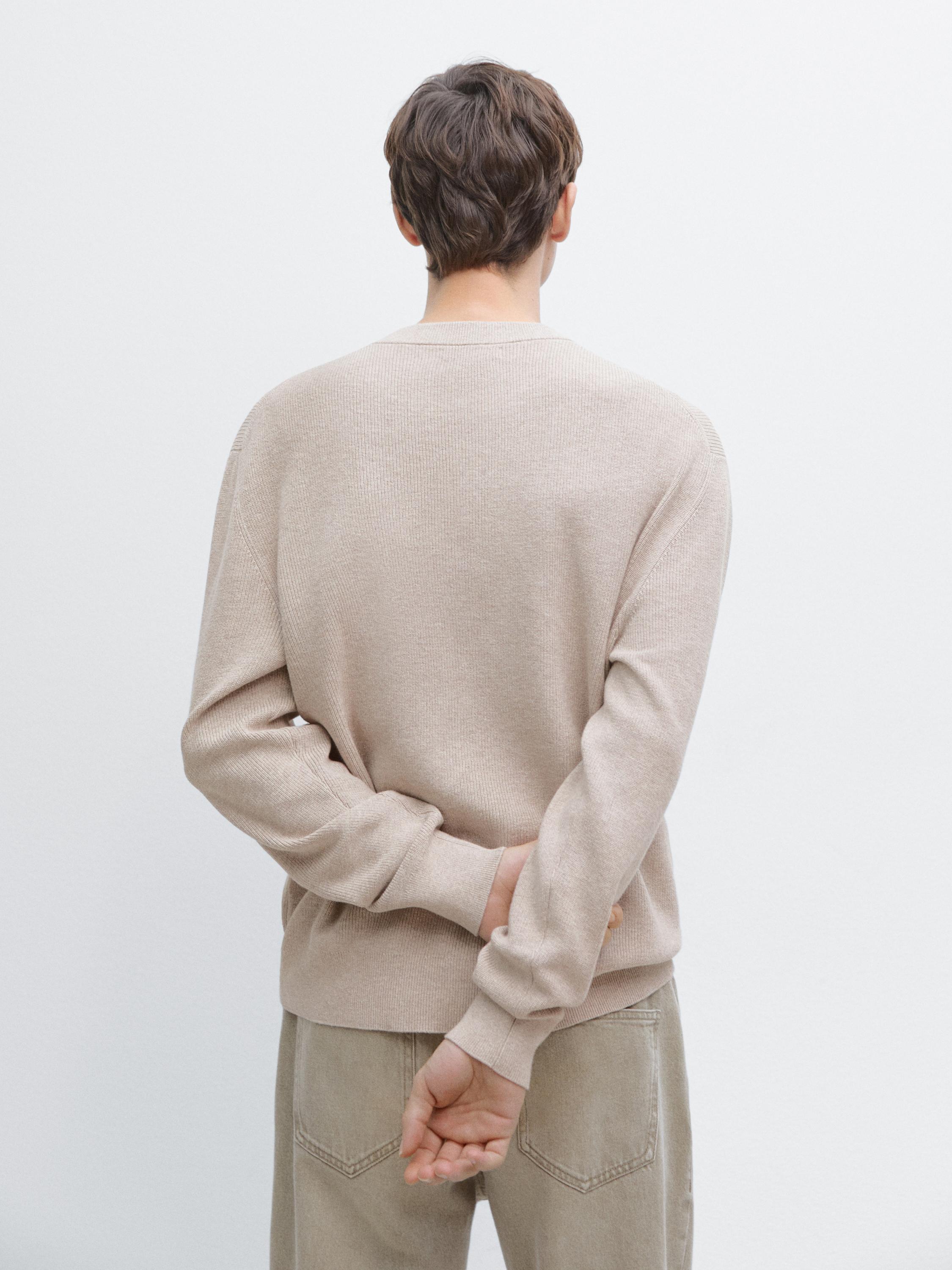 Pull en maille 100 % coton à col tunisien