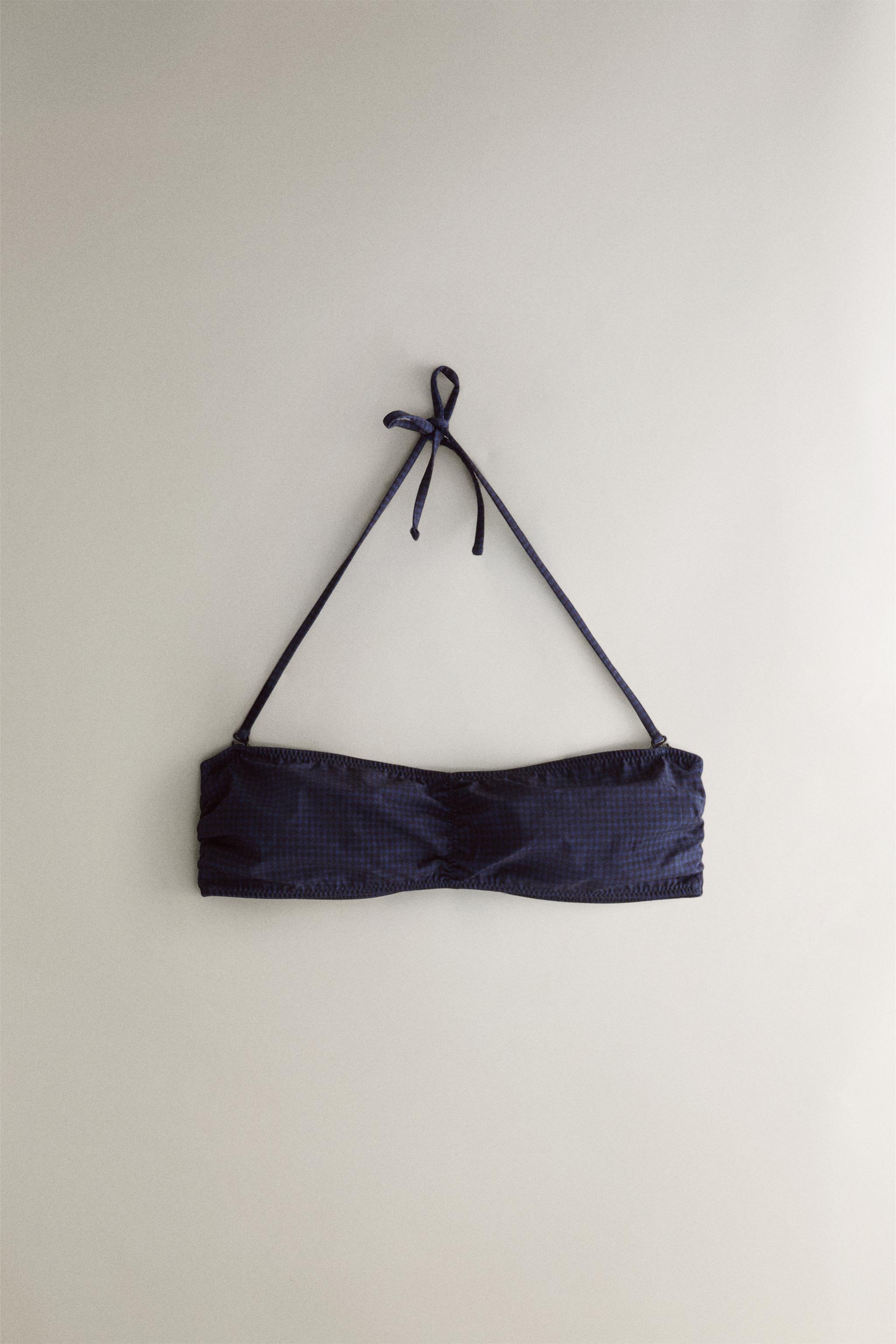 GINGHAM BANDEAU BEACH BIKINI TOP