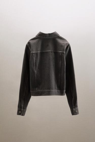 TRF DENIM JACKET WITH PLEATS AND SEAMS - Dark brown by Zara - Image 2