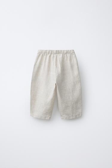 PANTALON BAGGY 100 % LIN - Beige clair de Zara - Image 1