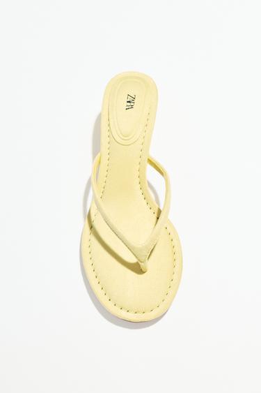 SOFT-FINISH KITTEN HEEL SANDALS - Yellow by Zara