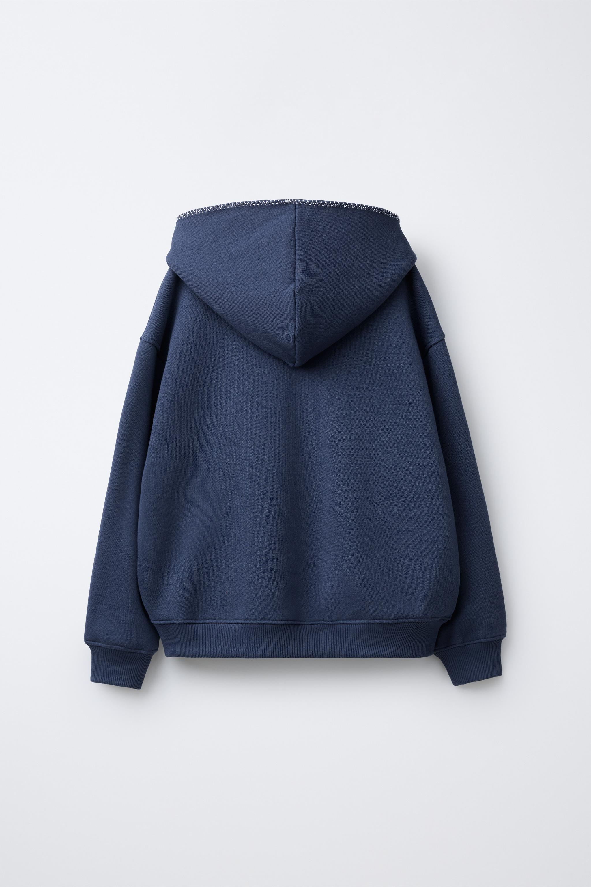TOPSTITCHED HOODIE - Blue / Indigo | ZARA South Africa