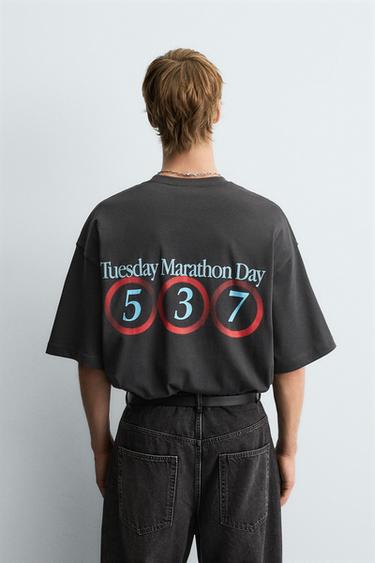 WASHED NUMBER T-SHIRT - Black by Zara - Image 2