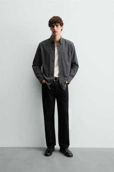قميص هيكلي بمربعات - أزرق الخاص بـ Zara