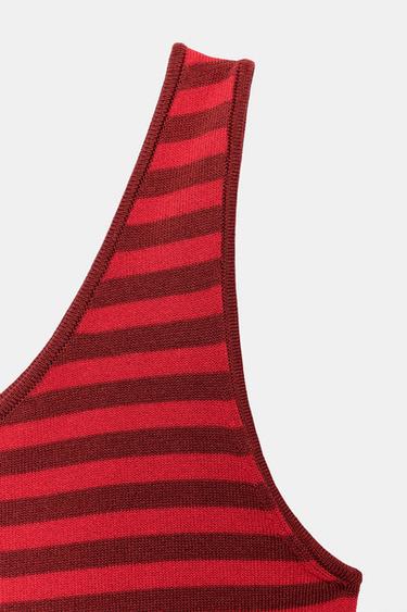 ASYMMETRIC STRIPED TOP - Red Stripe by Zara
