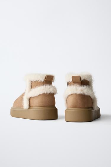 FAUX FUR ANKLE BOOTS - Brown by Zara - Image 5