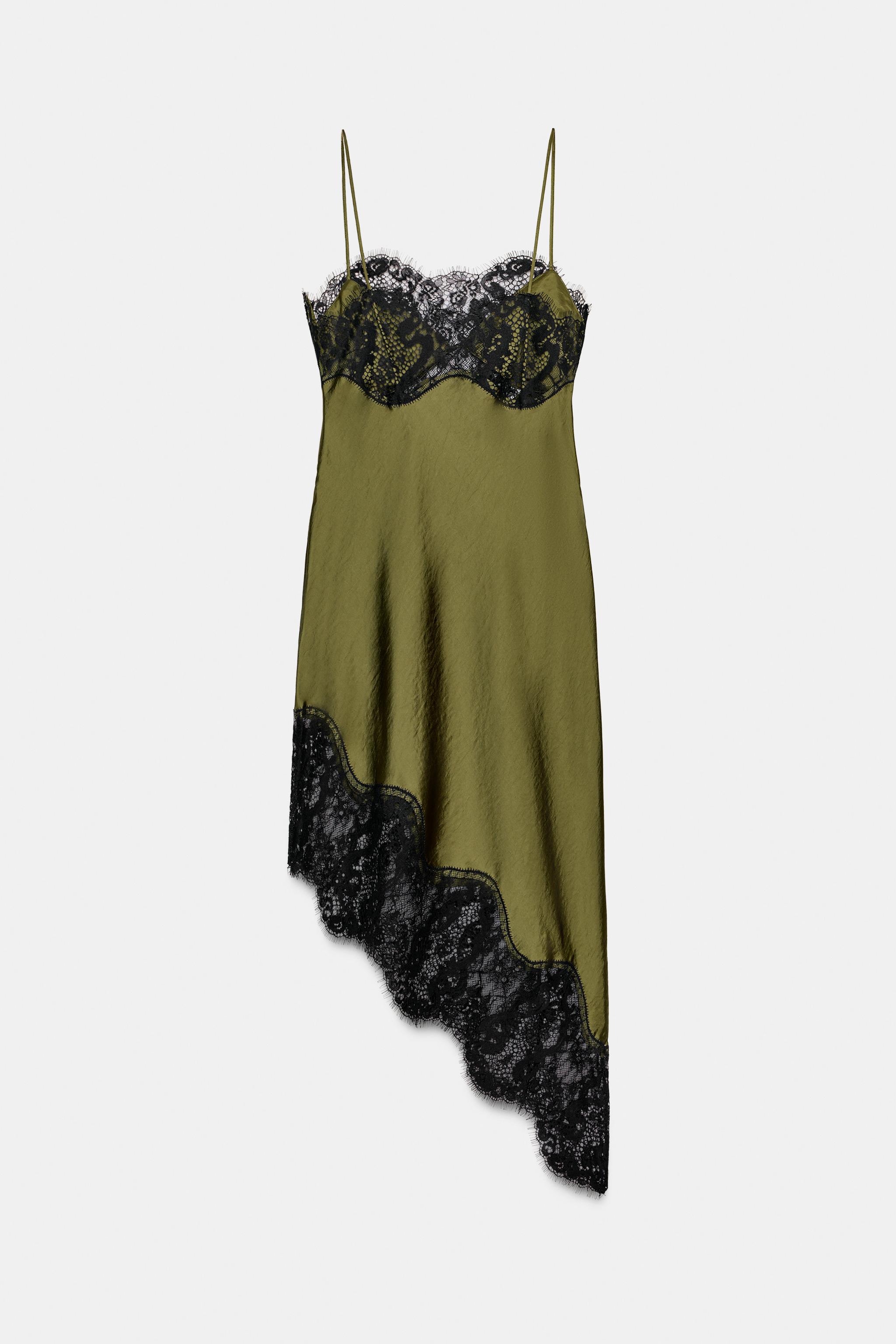 chinese dress ladies Zara Women's Floral Lace Midi Dress | L UK14