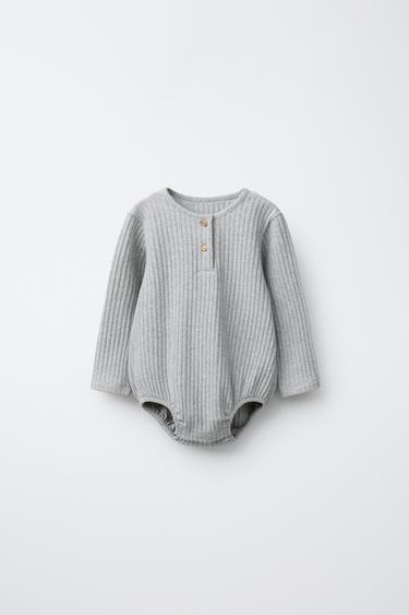 SOFT TOUCH RIBBED BODYSUIT - Grey by Zara