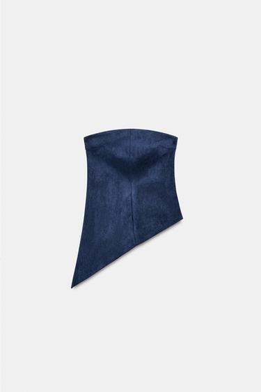 ASYMMETRIC FAUX SUEDE TOP - Mid-blue by Zara - Image 0