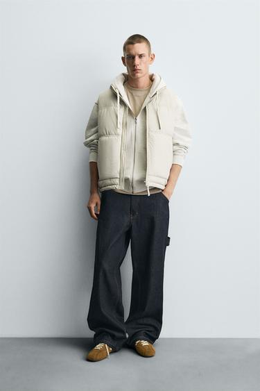Zara RUBBERIZED PUFFER VEST - Oyster-white - Image 0
