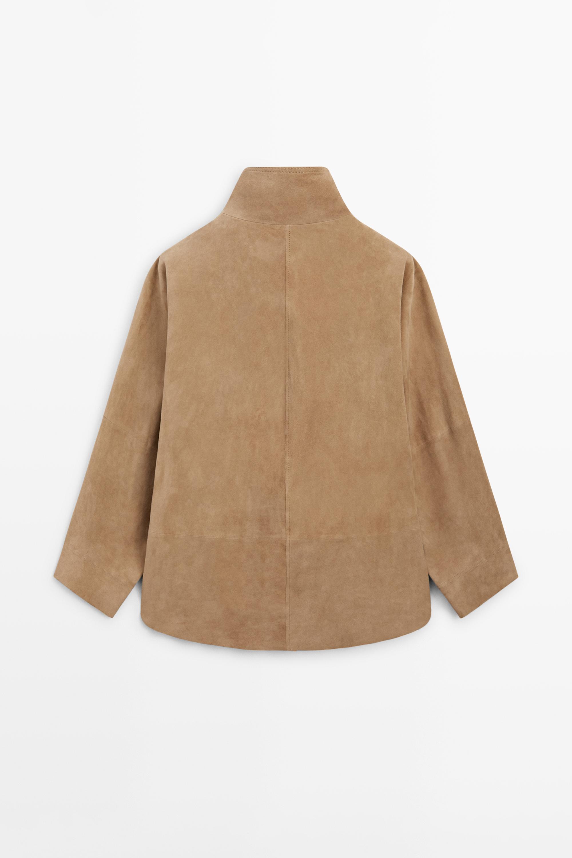 Suede leather cape with button details