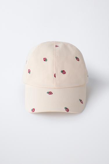 EMBROIDERED STRAWBERRY CAP - Ecru by Zara - Image 3