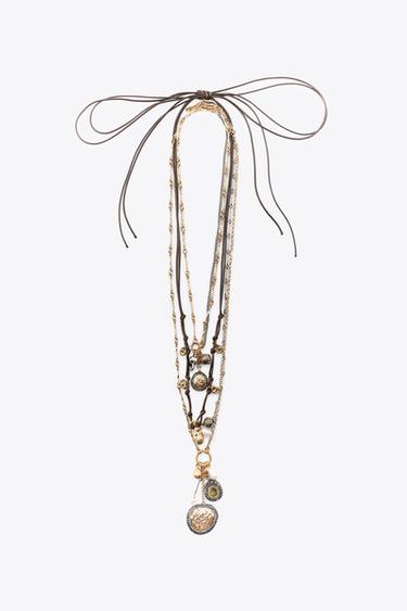 Zara 3-PACK OF CORD, COIN AND CHARM NECKLACES - Gold / Silver