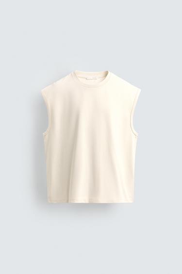 T-SHIRT TANK EFFET NÉOPRÈNE - Blanc cassé de Zara - Image 7
