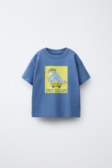 Zara ANIMAL PRINT T-SHIRT - Blue