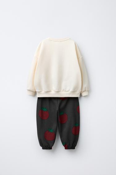 ENSEMBLE DE JOGGING SWEAT ET JOG IMPRIMÉ - Écru moyen de Zara - Image 1
