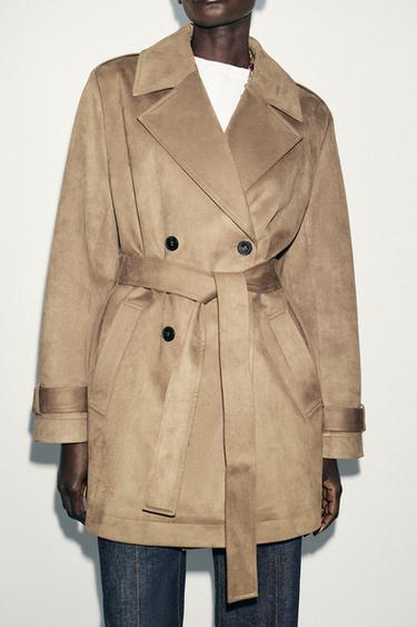 TRENCH EFFET DAIM - Marron clair de Zara